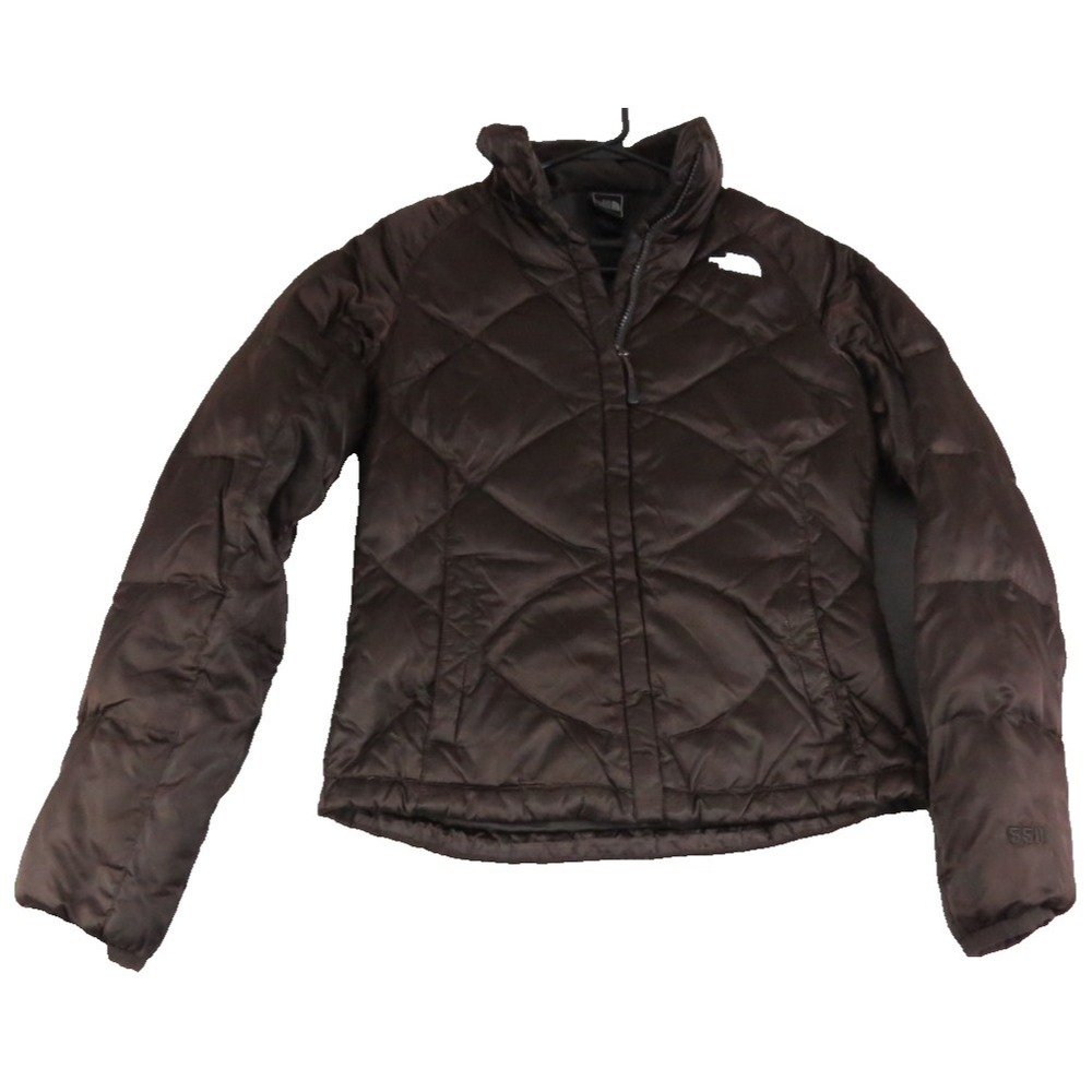 The North Face 550 Goose Down Jacket Women XS Brown Quilt Puffer Coat Zip Winter